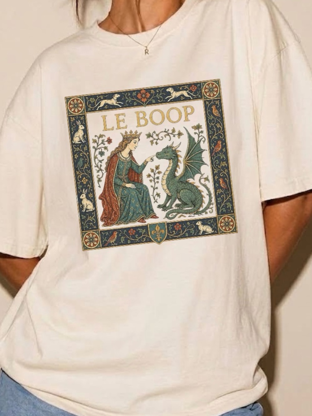 Comfort Colors LE BOOP Medieval Dragon Fantasy Tee Princess & Dragon Artwork Tee - Picture 3 of 4